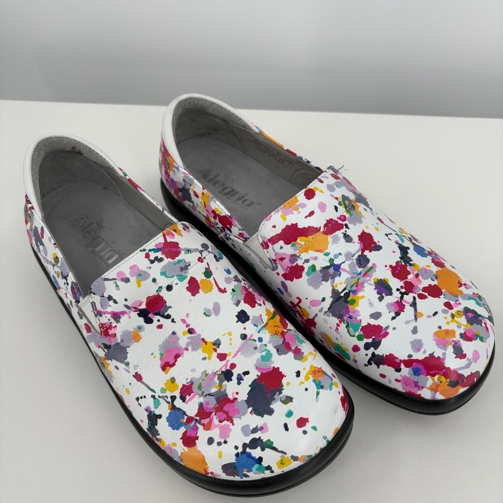 Alegria Keli Professional Clogs Women 38 / US 8.5 Leather Pollack Paint Splatter